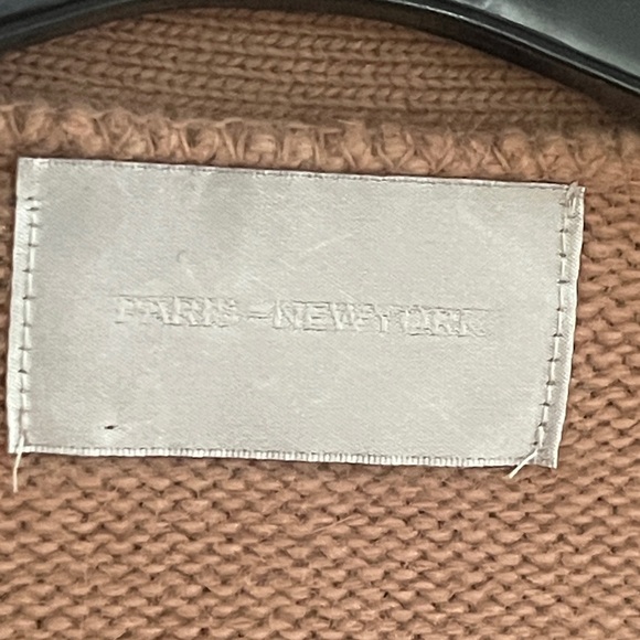 Like New Paris-NewYork Raccoon Merino Wool Mix Camel Cardigan large - Picture 2 of 10